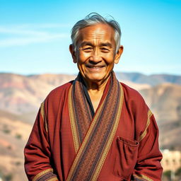 A full-body portrait of an elderly man standing confidently from the front