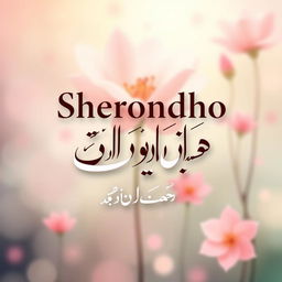 A visually captivating design featuring the names 'Sherondho', 'شعروندھ', and 'শেরোন্ধ' creatively integrated into an artistic background suitable for Urdu shayri