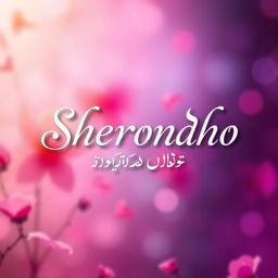 A visually captivating design featuring the names 'Sherondho', 'شعروندھ', and 'শেরোন্ধ' creatively integrated into an artistic background suitable for Urdu shayri