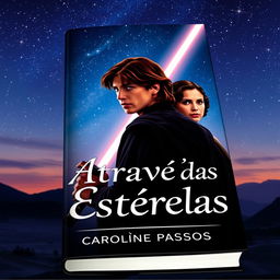 A stunning book cover featuring Anakin Skywalker and Padmé Amidala in the background, set against a breathtaking starry sky at dusk