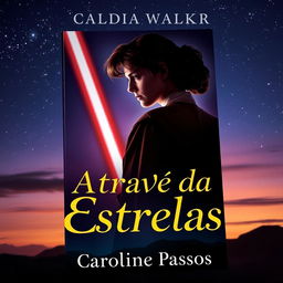 A compelling book cover showing Anakin Skywalker and Padmé Amidala in the background, against a captivating starry sky during twilight
