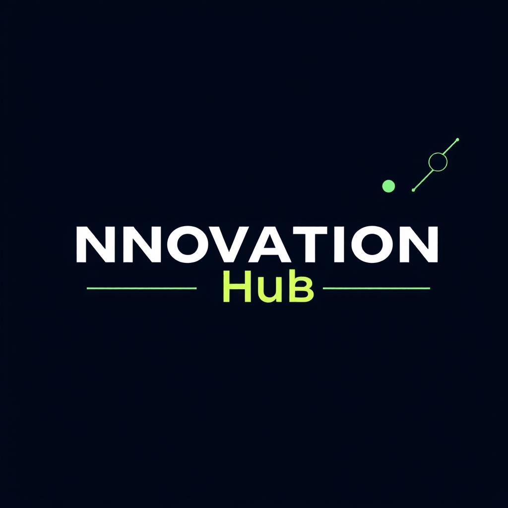 A realistic logo design featuring the words 'Innovation Hub' in bold, modern typography