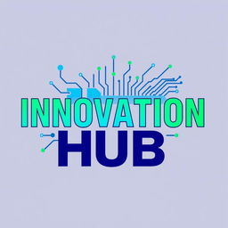 A realistic logo design featuring the words 'Innovation Hub' in bold, modern typography