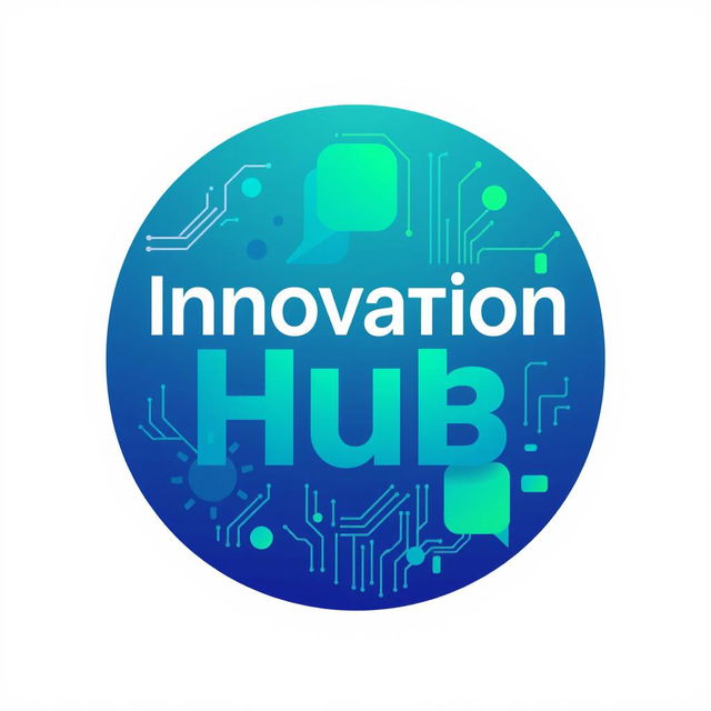 A realistic logo design featuring the words 'Innovation Hub' in bold, modern typography