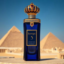 A stunning perfume bottle named "Vintage Keops I", designed to embody the grandeur of the Pharaohs of Egypt