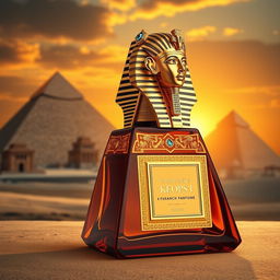 A luxurious perfume bottle named "Vintage Keops I", designed to capture the regal essence of the Pharaohs of Egypt