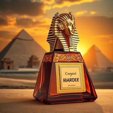 An opulent perfume bottle named "Vintage Keops I", designed to evoke the majestic aura of the Pharaohs of Egypt