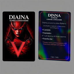 A collector's card design for 'Diana, Supreme Commander