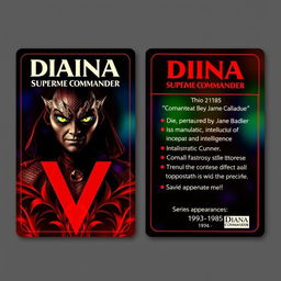 A collector's card design for 'Diana, Supreme Commander