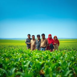 A thought-provoking scene depicting the contrast between fertile land and poverty