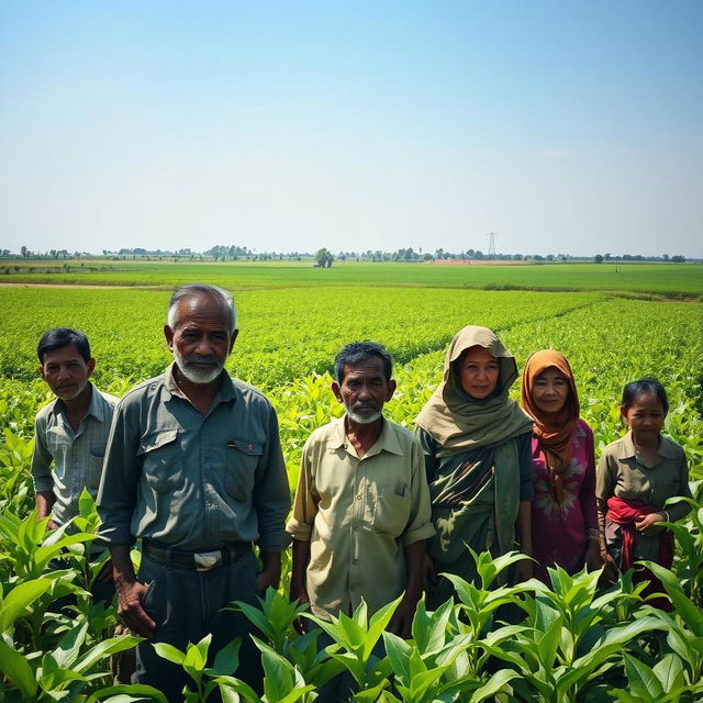 A thought-provoking scene depicting the contrast between fertile land and poverty