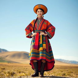 A contemporary depiction of Mongolian national dress, showcasing both traditional and modern elements