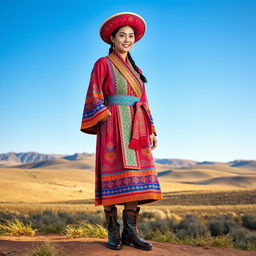 A contemporary depiction of Mongolian national dress, showcasing both traditional and modern elements