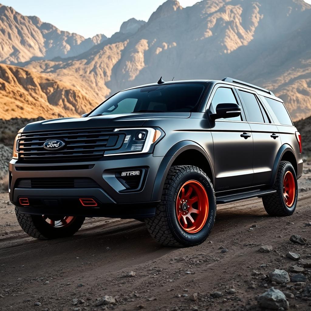 A Ford Expedition Tremor designed with aesthetics inspired by a Ram TRX tuning style