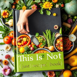 An eye-catching book cover for 'This is Not (Just) a Recipe Book