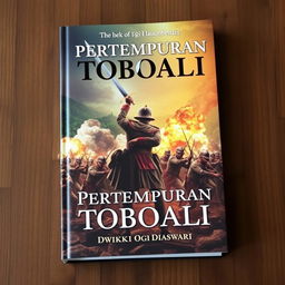 A captivating book cover for 'Pertempuran Toboali, 1812-1850 Masehi' by Dwikki Ogi Dhaswara