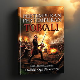 A captivating book cover for 'Pertempuran Toboali, 1812-1850 Masehi' by Dwikki Ogi Dhaswara