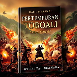 A captivating book cover for 'Pertempuran Toboali, 1812-1850 Masehi' by Dwikki Ogi Dhaswara