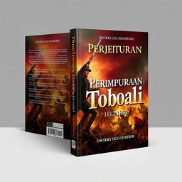 An engaging book cover design for 'Pertempuran Toboali, 1812-1850 Masehi' by Dwikki Ogi Dhaswara