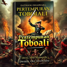 An engaging book cover design for 'Pertempuran Toboali, 1812-1850 Masehi' by Dwikki Ogi Dhaswara