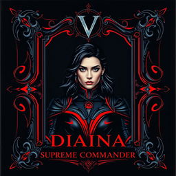 A collector's card design featuring Diana from 'V', prominently displayed in the center
