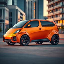 A unique automotive design featuring a Multipla-inspired Lamborghini, merging the iconic sharp lines and aggressive body style of Lamborghini with the rounded, retro aesthetic of the Multipla