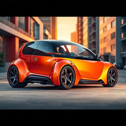 A unique automotive design featuring a Multipla-inspired Lamborghini, merging the iconic sharp lines and aggressive body style of Lamborghini with the rounded, retro aesthetic of the Multipla