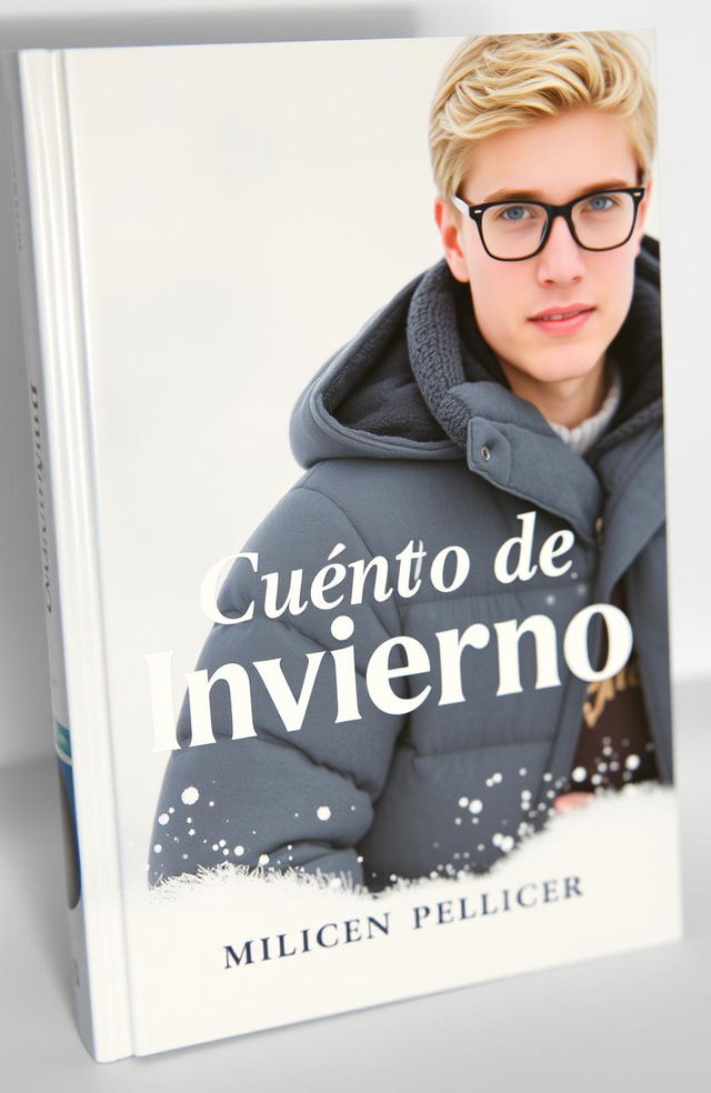 A book cover featuring a winter theme with colors of white, light blue, and gray