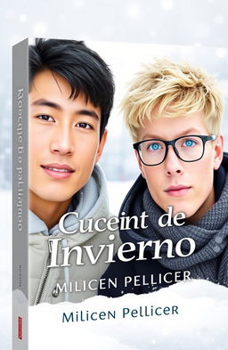A book cover featuring a winter theme with colors of white, light blue, and gray
