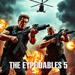 A thrilling scene from 'The Expendables 5' showcasing a dynamic action sequence