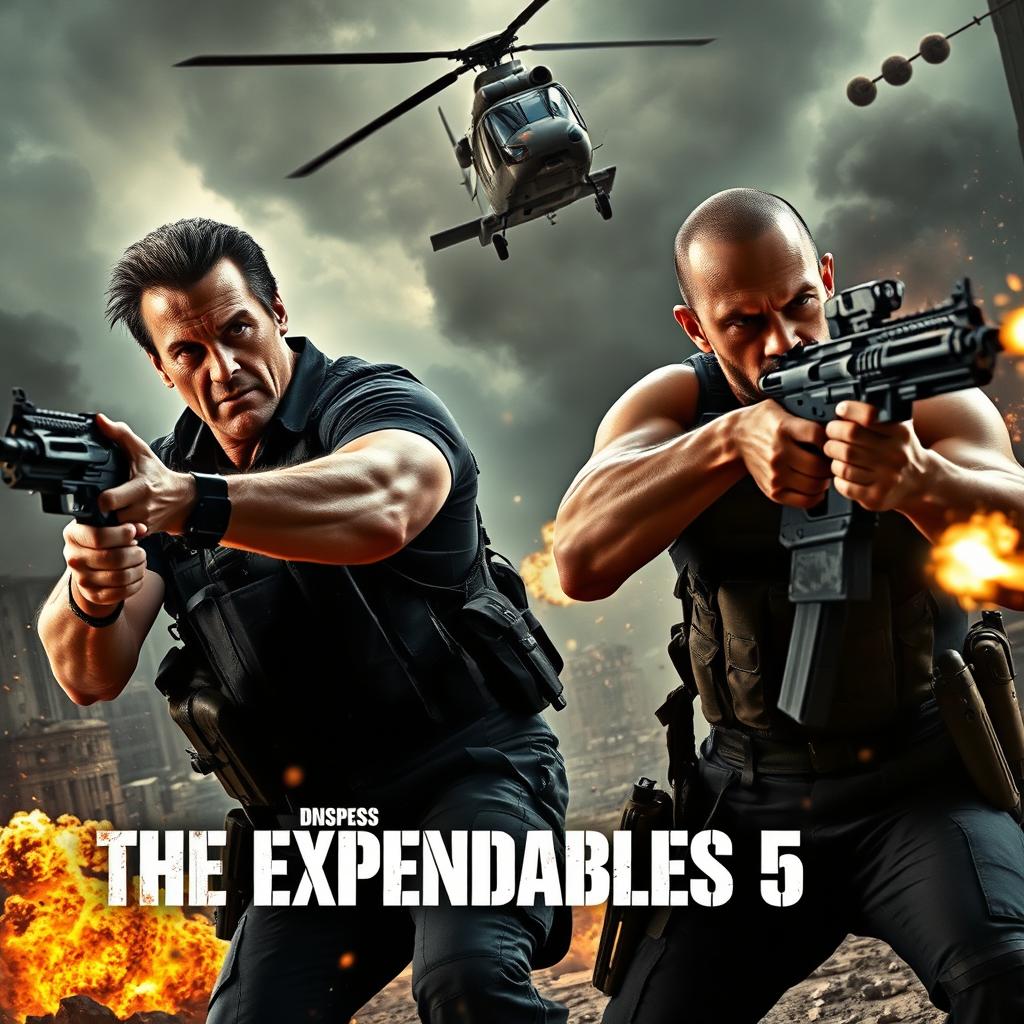 A thrilling scene from 'The Expendables 5' showcasing a dynamic action sequence