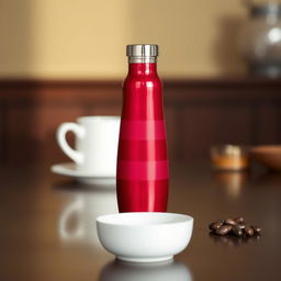 A beautifully designed checked ruby tea flask meant for one person, showcasing a rich ruby red color with a checkered pattern