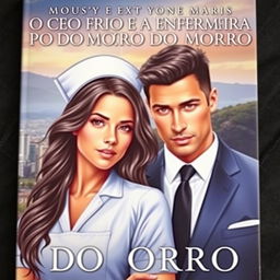 A romantic book cover featuring a stunning young nurse with long, dark hair, exuding warmth and compassion