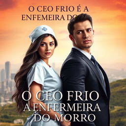 A romantic book cover featuring a stunning young nurse with long, dark hair, exuding warmth and compassion