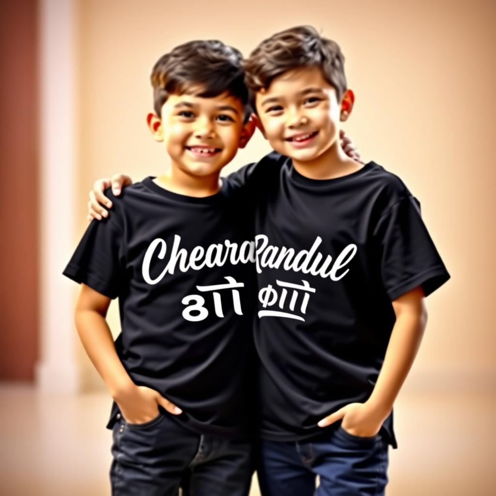 A boy and a girl standing together in a close and friendly pose