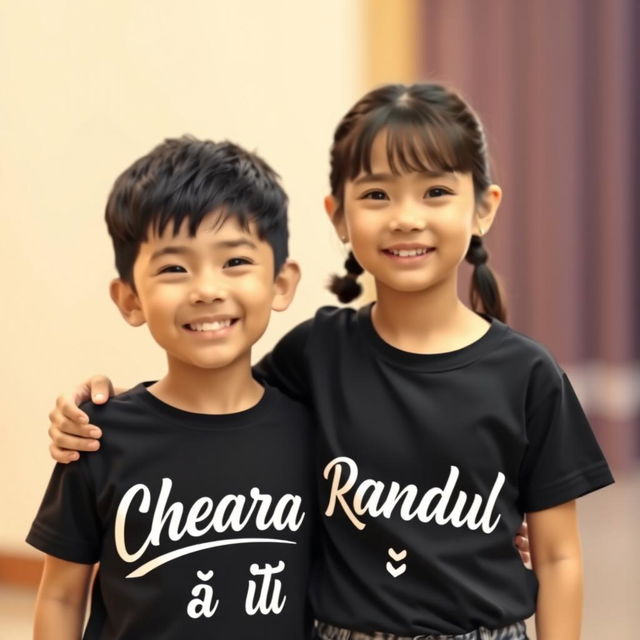 A boy and a girl standing together in a close and friendly pose