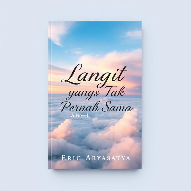 A beautifully designed book cover for the novel 'Langit yang Tak Pernah Sama' by Eric Aryasatya