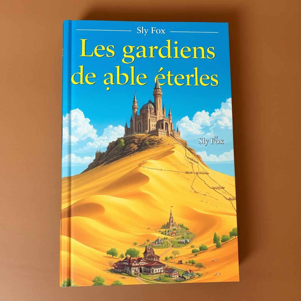 A fantasy book cover for "Les gardiens des sables éternels" by author "Sly Fox", prominently featuring the title and author's name with stylized lettering