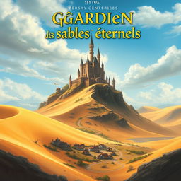 A fantasy book cover for "Les gardiens des sables éternels" by author "Sly Fox", prominently featuring the title and author's name with stylized lettering