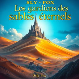 A fantasy book cover for "Les gardiens des sables éternels" by author "Sly Fox", prominently featuring the title and author's name with stylized lettering