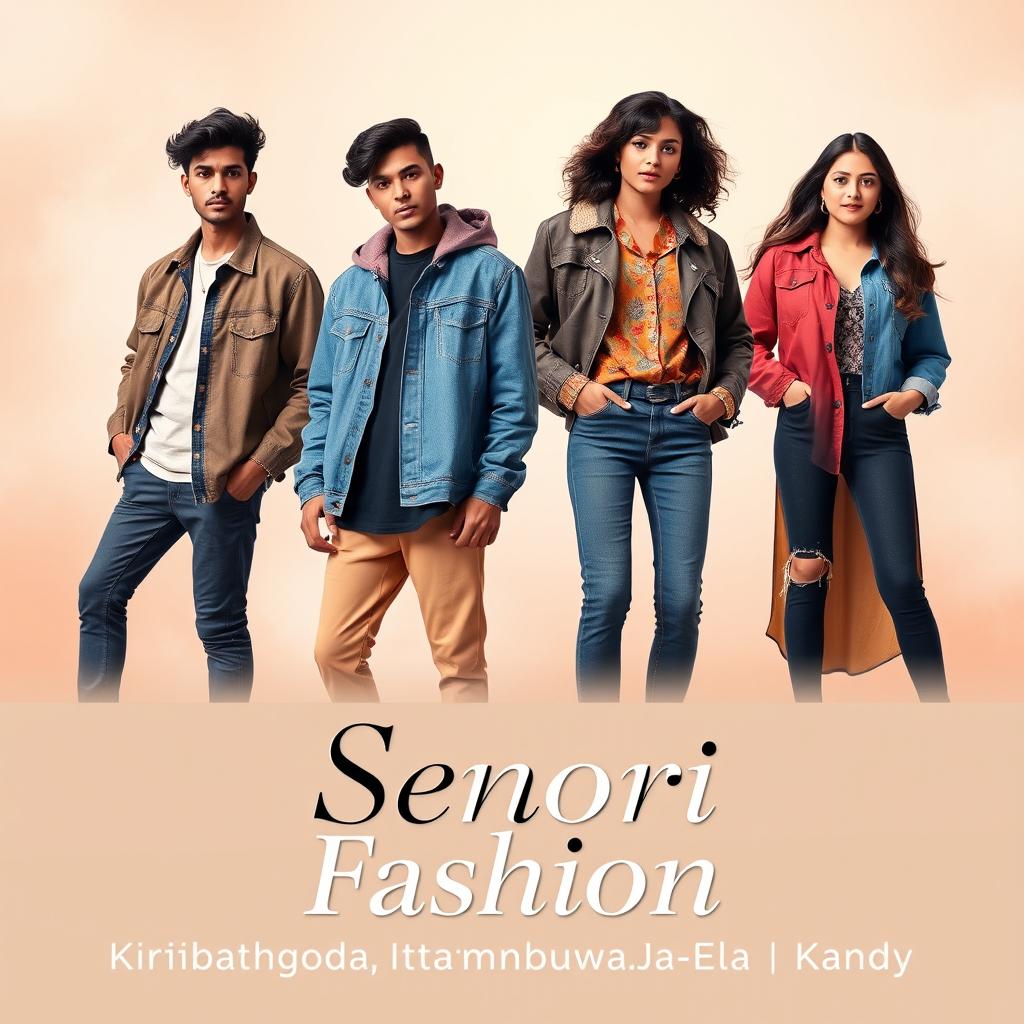 A stylish and modern banner for a second-hand clothing brand named 'Senori Fashion'