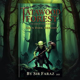 A captivating book cover for a fantasy novel titled 'Tatawood Forest: The Goblin's Dark Dominion' by Sir Faraz (2025)