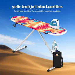 A compact and innovative travel ironing board designed for easy handling and portability, featuring a sleek, modern design with foldable legs and a lightweight frame