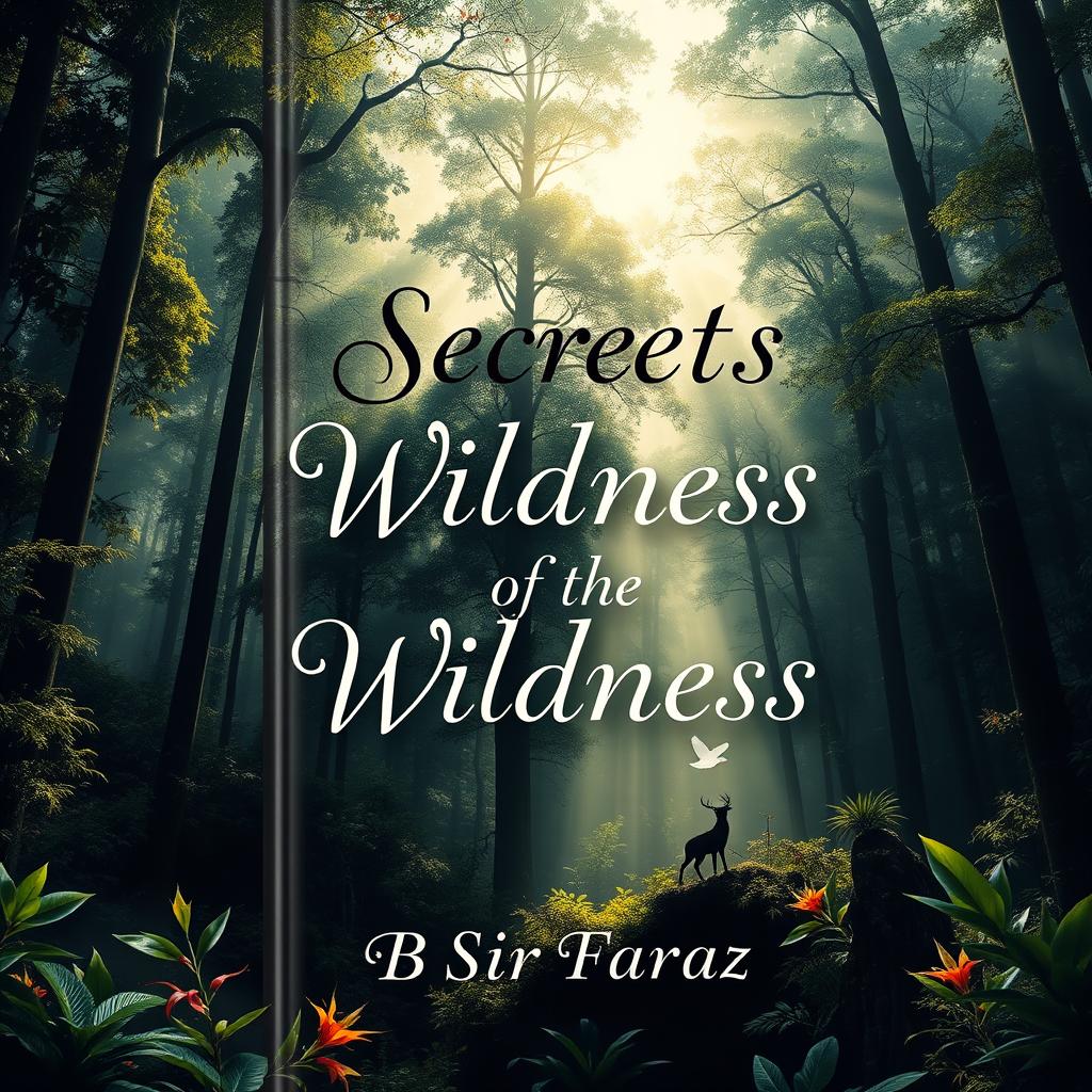 A captivating book cover design featuring the title 'Secrets of the Wildness' prominently displayed at the top in an elegant, bold font