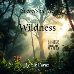 A captivating book cover design featuring the title 'Secrets of the Wildness' prominently displayed at the top in an elegant, bold font