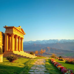 A picturesque landscape of Iran, showcasing a blend of ancient architecture and natural beauty