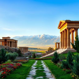 A picturesque landscape of Iran, showcasing a blend of ancient architecture and natural beauty