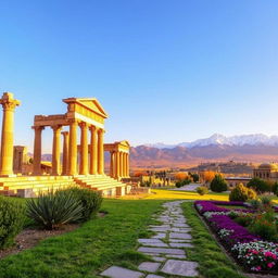 A picturesque landscape of Iran, showcasing a blend of ancient architecture and natural beauty