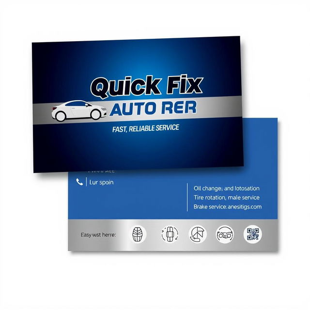 A professional and eye-catching business card design for a car repair shop