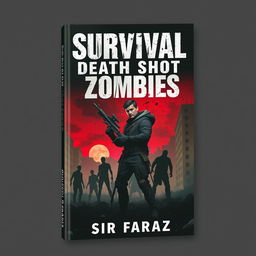 A gripping book cover design for "Survival: Death Shot of Zombies By Sir Faraz (2025)"